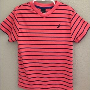 Salmon colored Striped Dri-fit Tee
